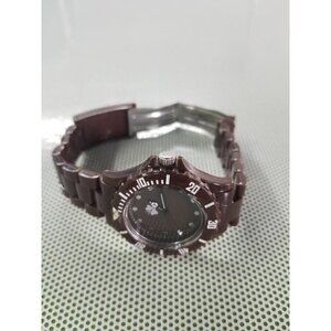 Accutime Women Watch Brown Tone Plastic Rotating Bezel Japan Movement Watch